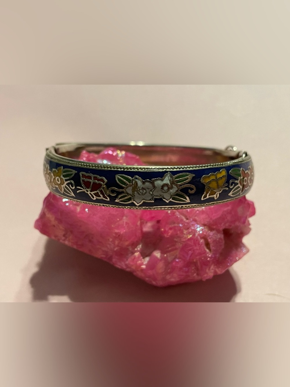 Vintage Butterfly Cloisonné Bangle Bracelet #7751